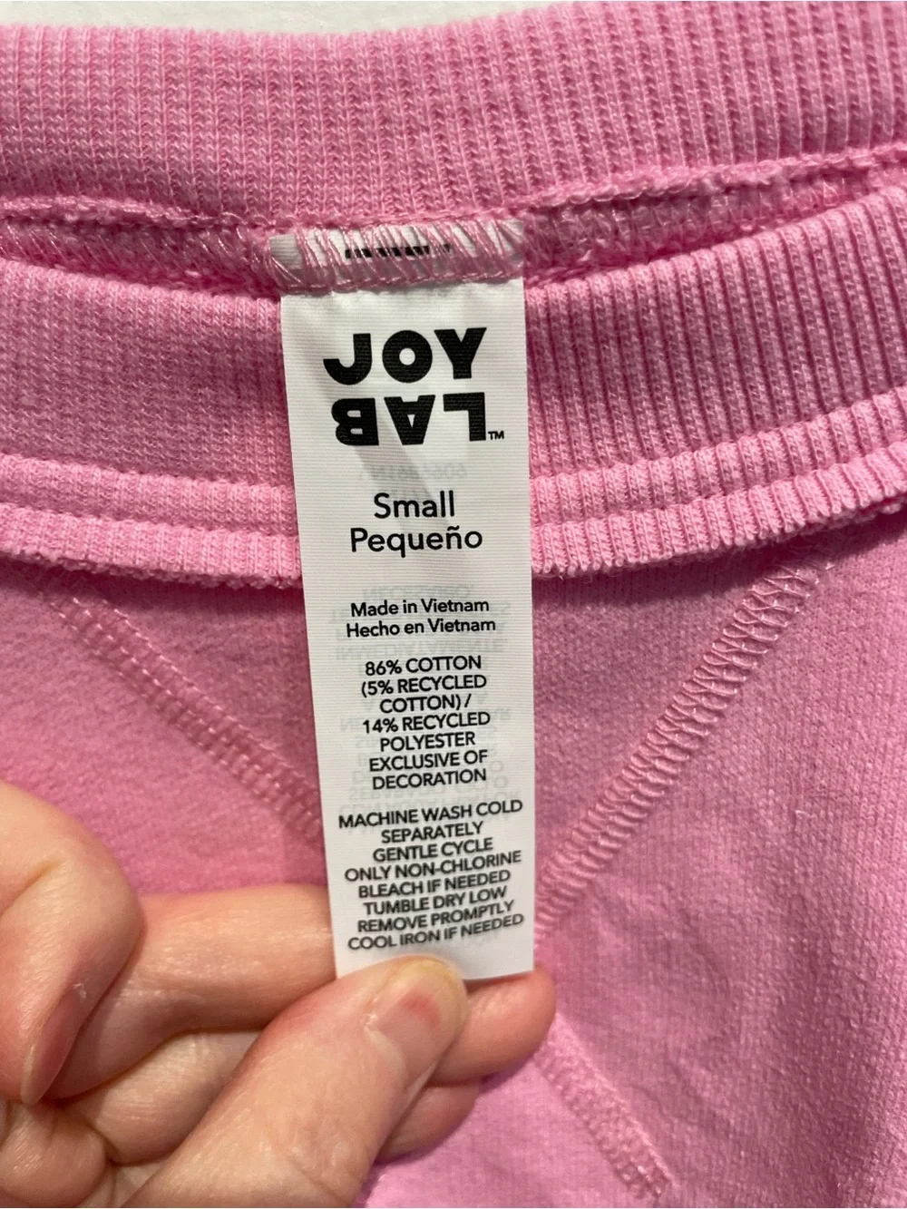 JoyLab Women's Valentine's Day Patchwork Crewneck Sweatshirt Pink Size Small NWT - Picture 3 of 9